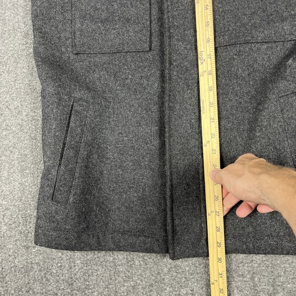 Banana Republic Jacket Mens M Gray Italian Wool Cashmere Full Zip Lined Pea Coat - Picture 14 of 16